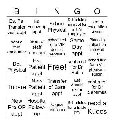 HMPCG Bingo Card