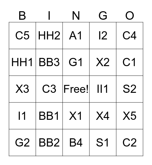10th Grade/LEVEL L Bingo Card