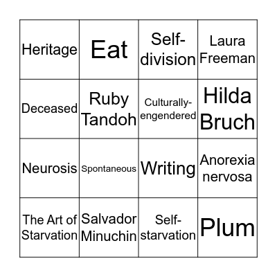 Women and Health Bingo Card