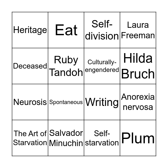 Women and Health Bingo Card