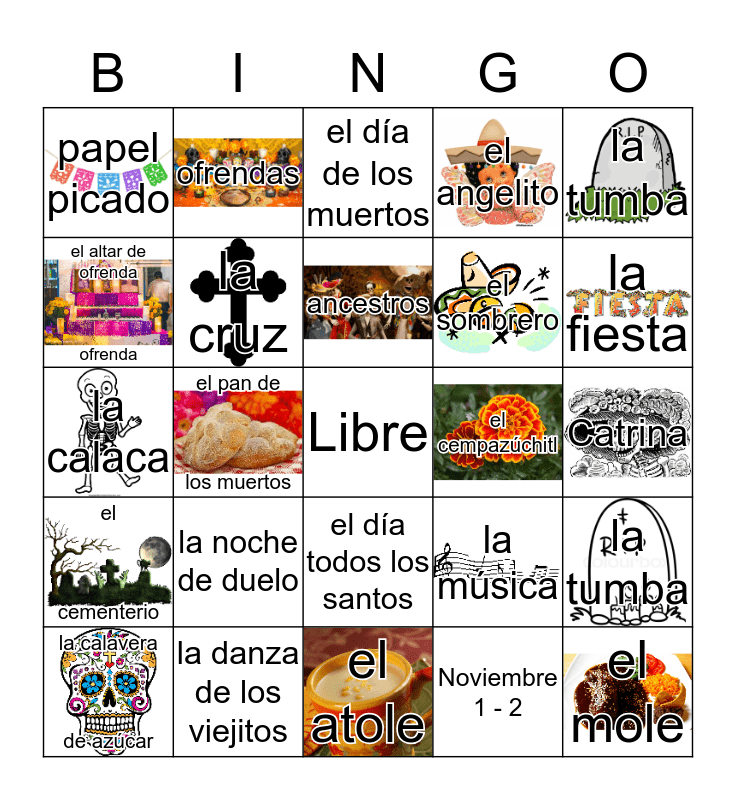 Día de los Muertos Bingo Card