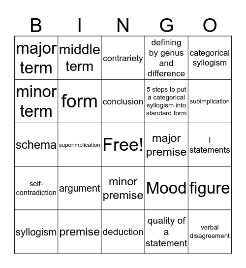 logic lessons 19-22/misc Bingo Card