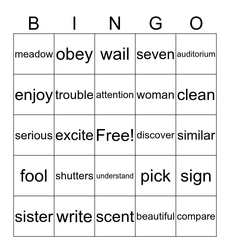 Review Week Bingo Card