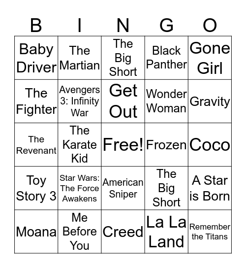 Lights, Camera, Take Action Bingo Card