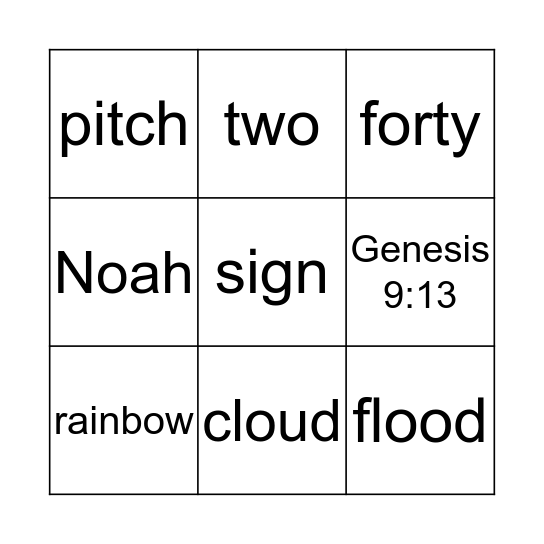 Noah's Ark Bingo Card