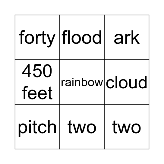 Noah's Ark Bingo Card