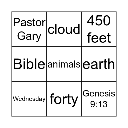 Noah's Ark Bingo Card