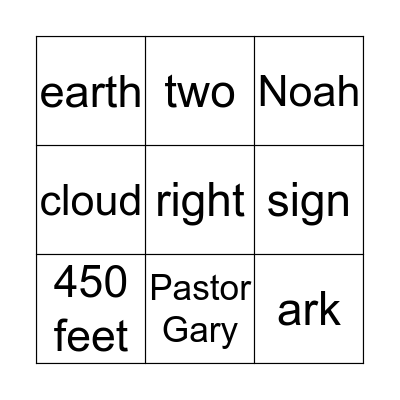 Noah's Ark Bingo Card