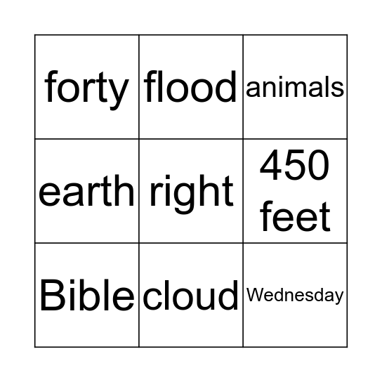 Noah's Ark Bingo Card