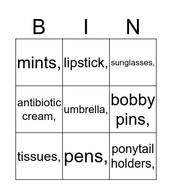 Mother Daughter Tea Bingo Card