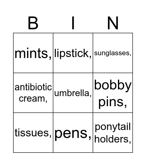 Mother Daughter Tea Bingo Card