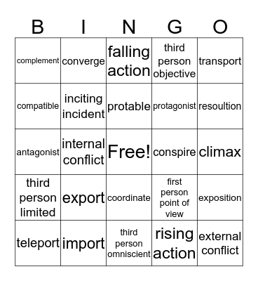 Vocabulary Bingo Card