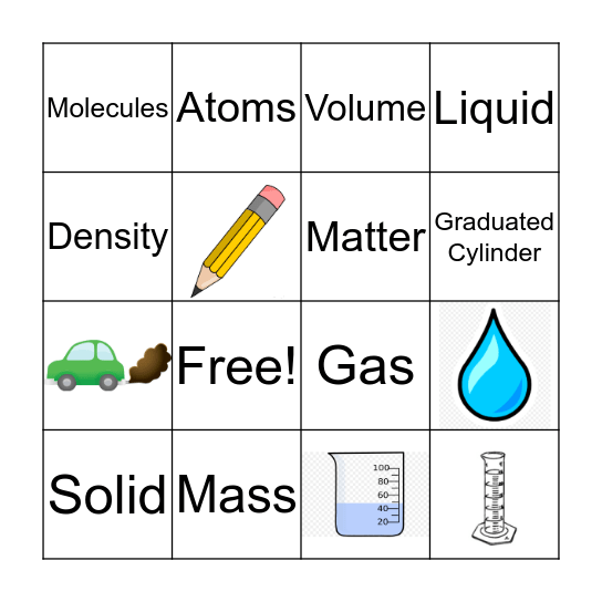 Properties of Matter Bingo! Bingo Card