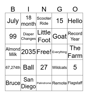 RINGO! Bingo Card
