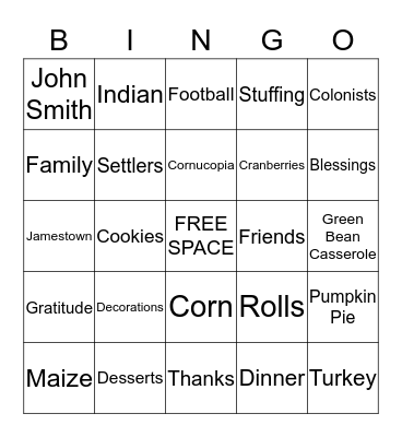 T H A N K S G I V I N G Bingo Card