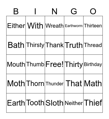 TH Bingo Card