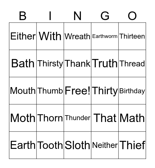 TH Bingo Card