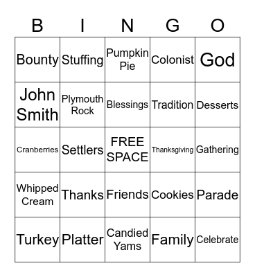 T H A N K S G I V I N G Bingo Card