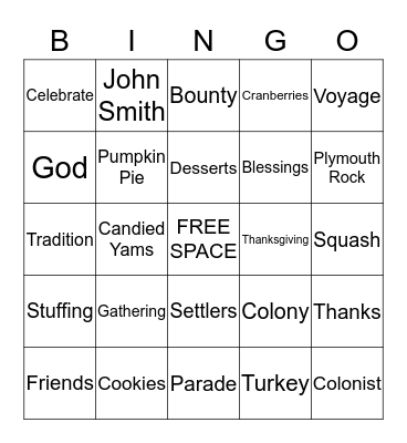 T H A N K S G I V I N G Bingo Card