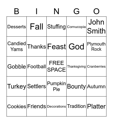 T H A N K S G I V I N G Bingo Card