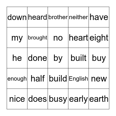 3rd Grade Bingo Card