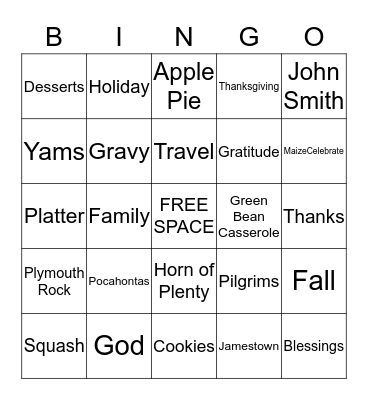 T H A N K S G I V I N G Bingo Card
