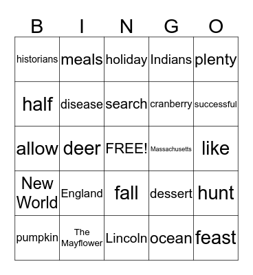 Thanksgiving  Bingo Card