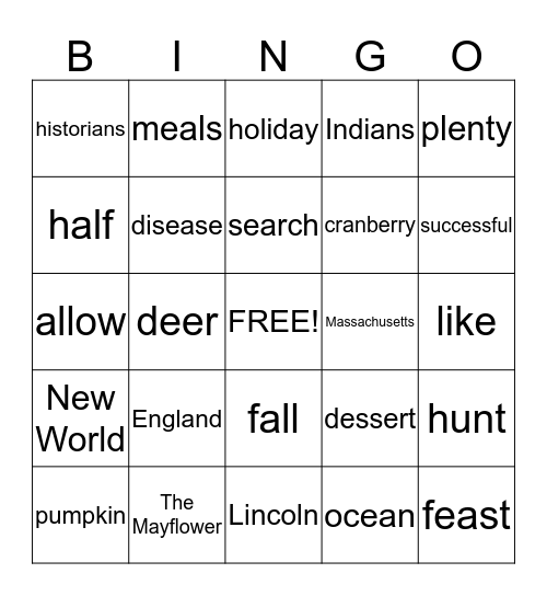 Thanksgiving  Bingo Card