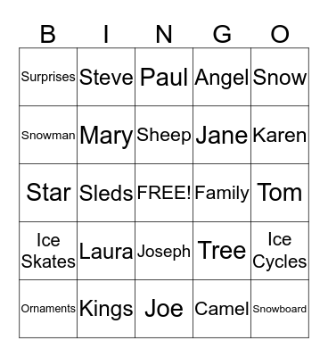 O'Shaughnessey Bingo Card