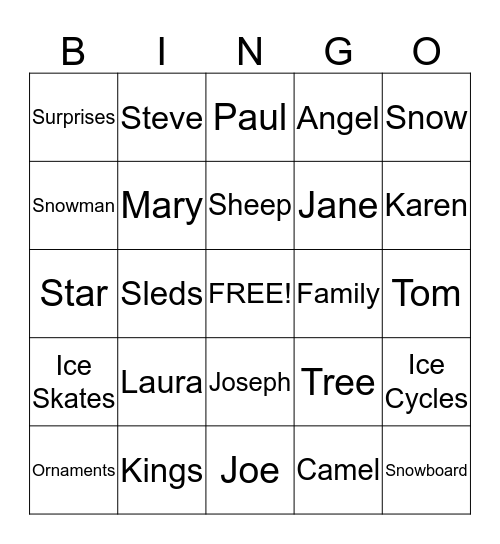 O'Shaughnessey Bingo Card
