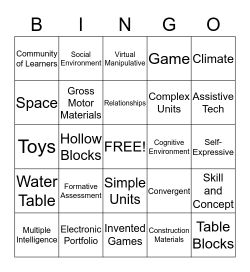 Creative Thinkng and Arts-Based Learning Bingo Card