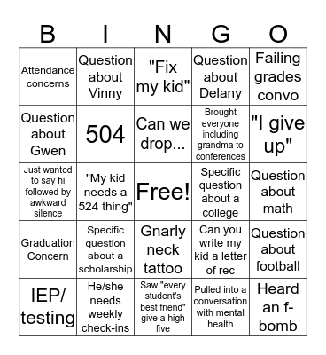 PTC Conference Bingo Card