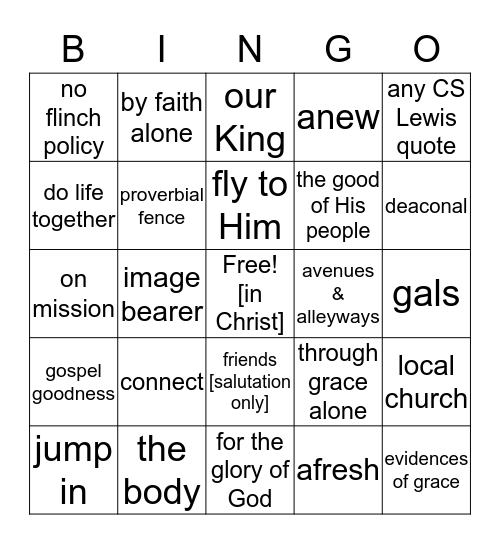 DCC bingo Card