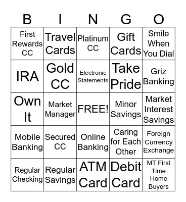 Barb's Banking Bingo Card