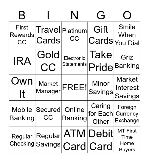 Barb's Banking Bingo Card