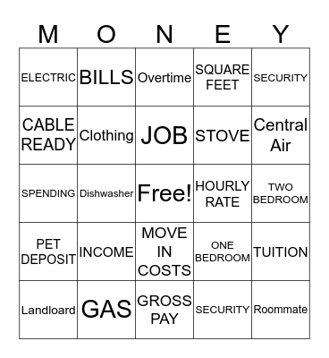 Money Maters Bingo Card