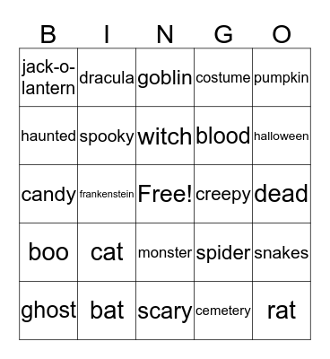 Halloween Bingo Card