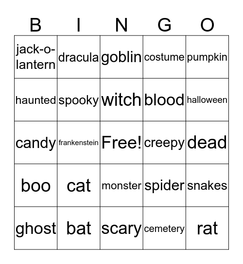 Halloween Bingo Card