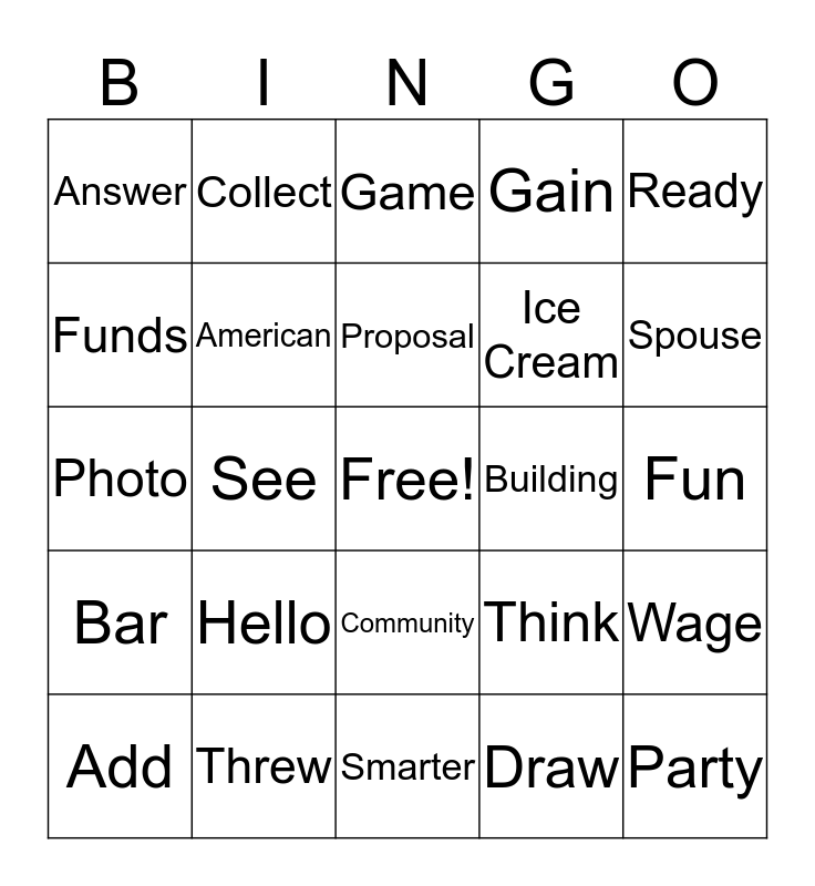 Company BINGO!! Bingo Card