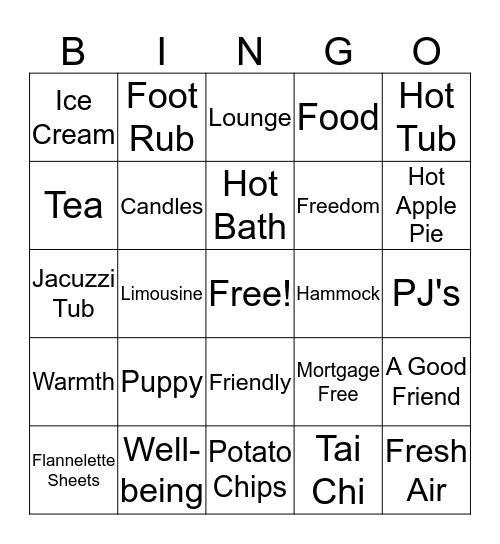 Show Me the Comfort! Bingo Card