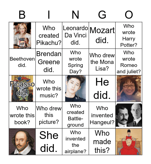 Who drew this picture? Bingo Card