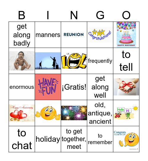 Level 2 4B Vocab Bingo Card