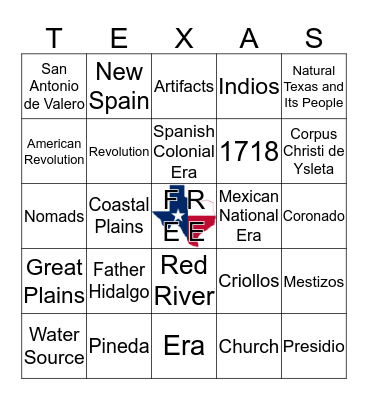 Spanish Colonial & Mexican National Review Bingo Card