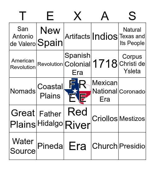 Spanish Colonial & Mexican National Review Bingo Card