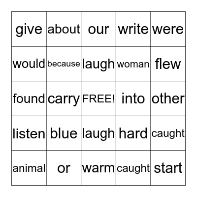 First Grade: Unit 4 Bingo Card