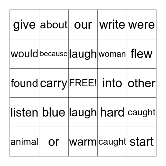 First Grade: Unit 4 Bingo Card
