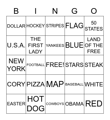 A M E R I C A Bingo Card