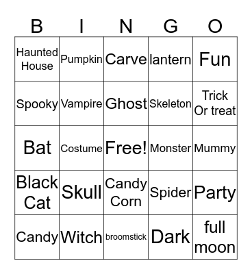 Halloween  Bingo Card