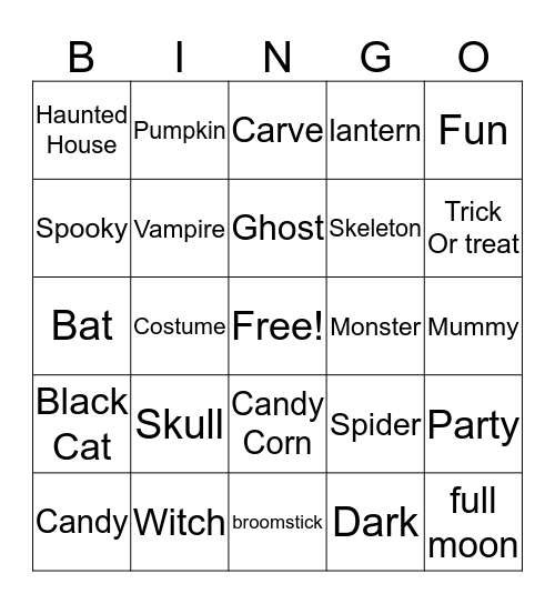 Halloween  Bingo Card