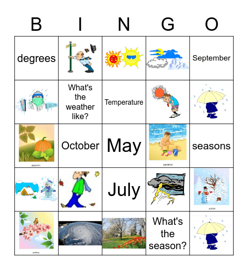 El tiempo/las estaciones Bingo Card